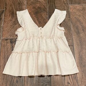 Cream Ruffled Sleeveless Top